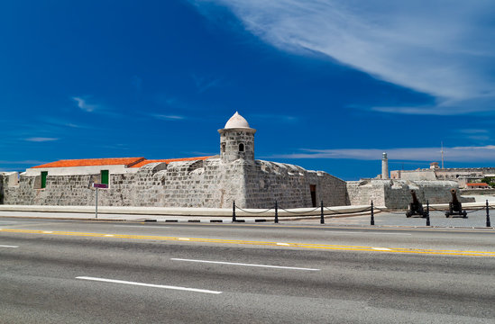 The fortresses of La Punta and El Morro in Havana, Cuba