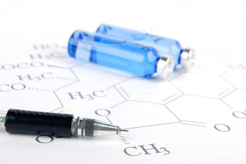 Pen,medicine and chemical formula