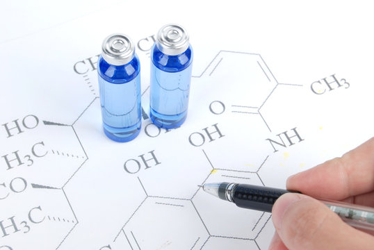 Pen,medicine and chemical formula