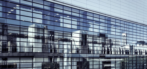 Obraz premium glass shopping mall in urban area