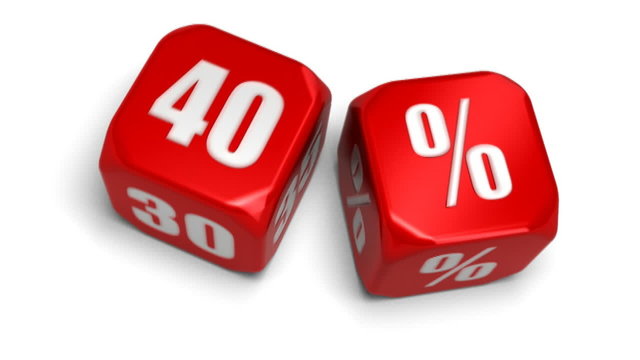 d&eacute; 40 pourcent soldes - fourty percent dice, sell