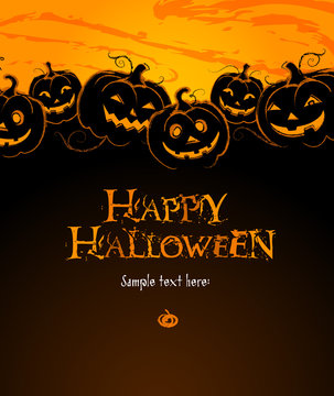 Halloween Composition with a Pumpkins for Cards and Labels