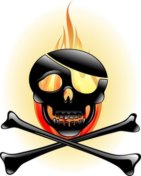 Teschio Pirata con Fuoco-Skull and Fire-Vector