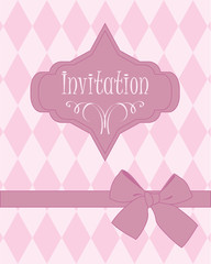 Purple invitation with ribbon and bow