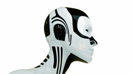 Isolated futuristic robotic head