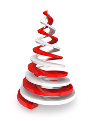 Twisted red and white spirals stylized as pine tree. Clipping pa