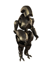 Steel cyborg warrior. 3d image isolated on white