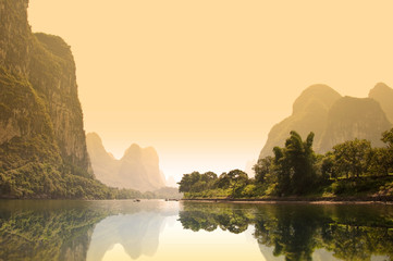 Rivière Li, région de Guilin - Guangxi, South China - obrazy, fototapety, plakaty