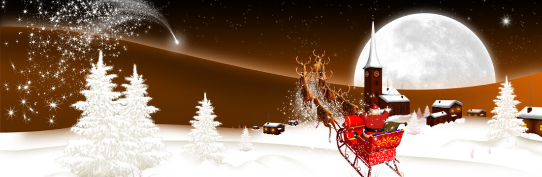 Winterlandschaft bei Vollmond - Weihnachtsgespann