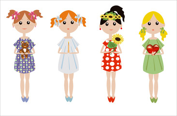 Four girls vith gifts.