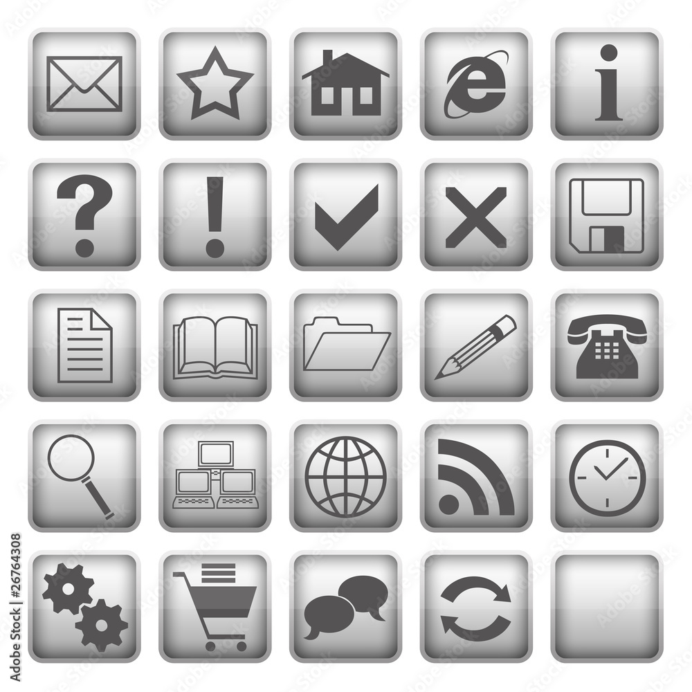 Wall mural grey web icons and buttons
