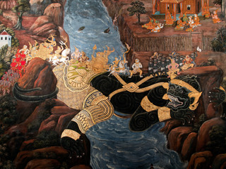 Thai art gold painting on wall © nuttakit