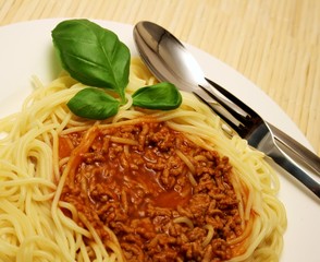 Nudeln mit Hackfleischsoße
