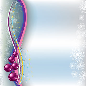 christmas greeting pink balls on a blue