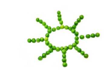 Sonne aus Erbsen gelegt