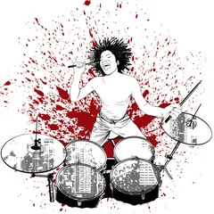 Foto op Plexiglas drummer op grunge achtergrond © Isaxar
