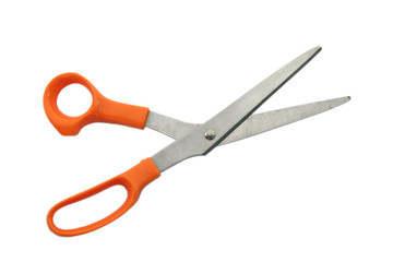 old Red scissors isolated on the white background