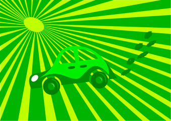 Obraz premium Eco car and green sun