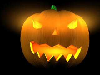 Calabaza hallowen 3d sobre fondo negro