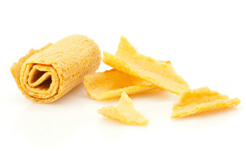 Waffle roll over white