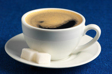 Cup of coffee and sugar