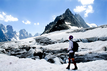 Glacier Blanc : randonneur