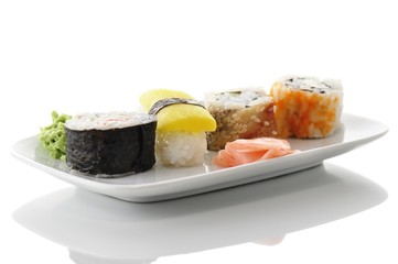 sushi on a white dish