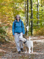 Autumn trekking with dog