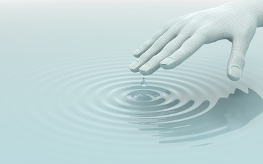 Water Drop and Hand