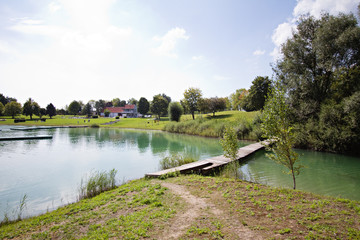view on the lake on sunny day