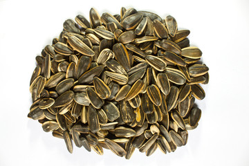 Sunflower seeds isolated on white background