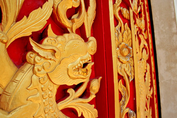 Traditional Thai style wood engraving