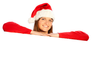 miss santa presenting copyspace