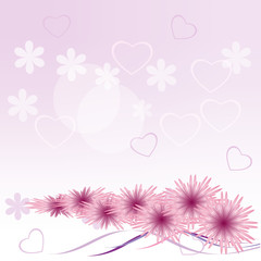 Gentle background with hearts and lilac colors