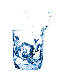 Splash water in glass isolated on white background