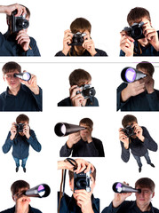 Obraz premium man with camera and telescope