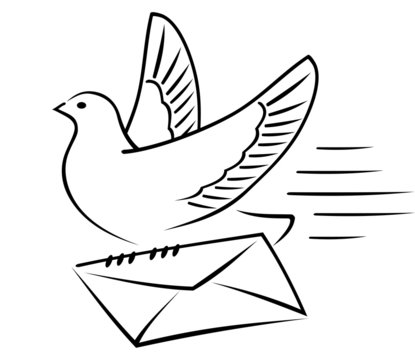 Carrier-pigeon with letter.