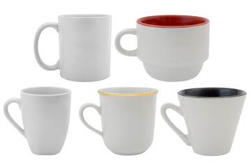 set of white cups