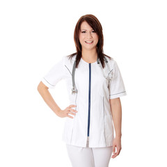 Smiling medical doctor or nurse