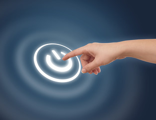 Hand pressing ON/OFF icon