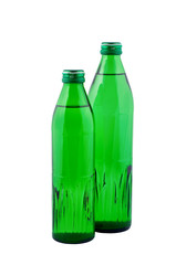 Water in bottles  isolated on white.