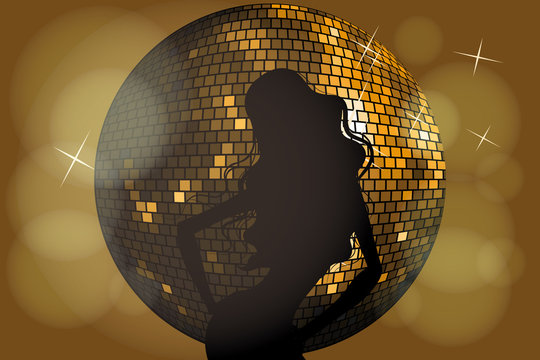 Disco Queen - Disco Ball And Dancing Woman Silhouette