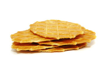 Several crisp butter waffers