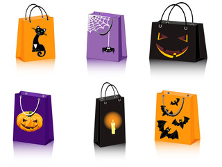 a set of six Halloween shopping bags