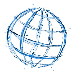 abstract globe from water splashes isolated on white