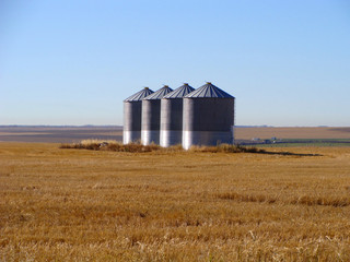 Grain silos on a praire farm