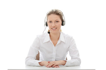 Call center woman with headset
