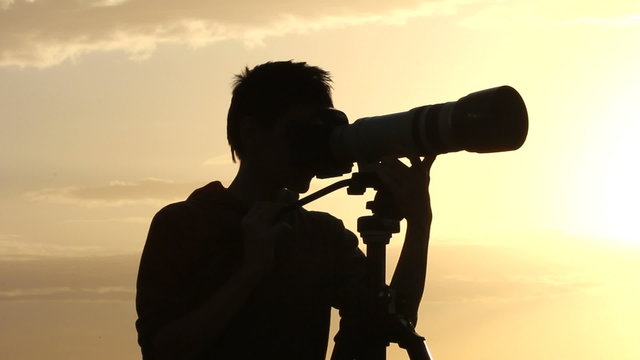 camera, photographer, silhouette
