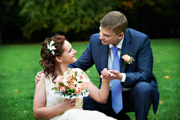 Bride and groom at wedding walk