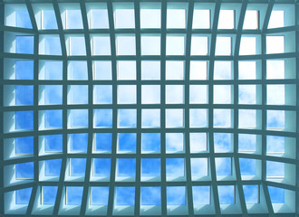 Geometric ceiling of office building